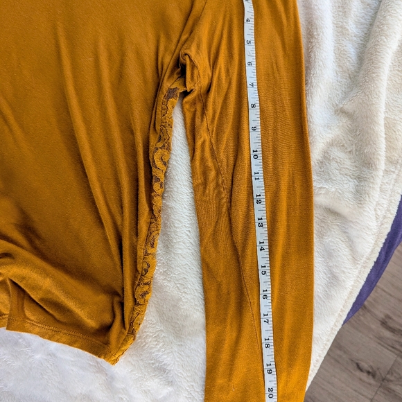 Grace Elements mustard lace back asymmetric tunic blouse size XL - Picture 10 of 16
